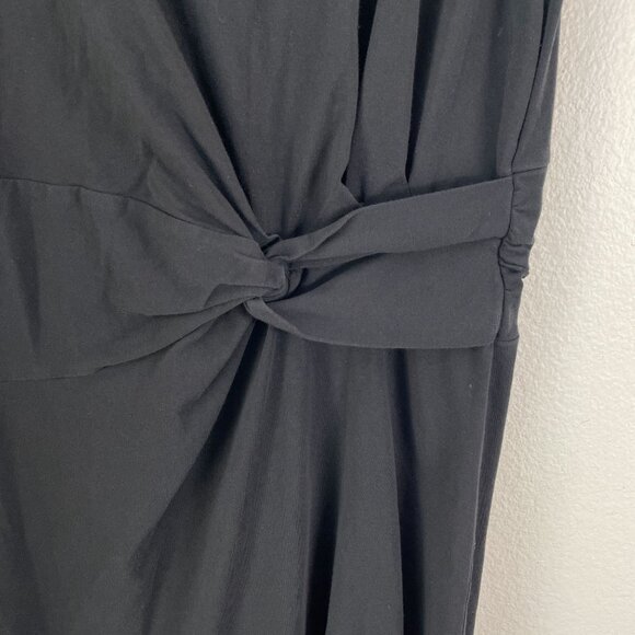 Lands End Womens Plus 1X Black Knotted Waist Dress Cap Sleeve Stretch - Picture 2 of 6